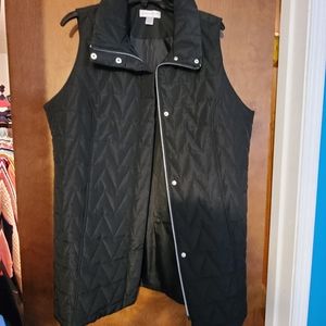 Long black quilted vest